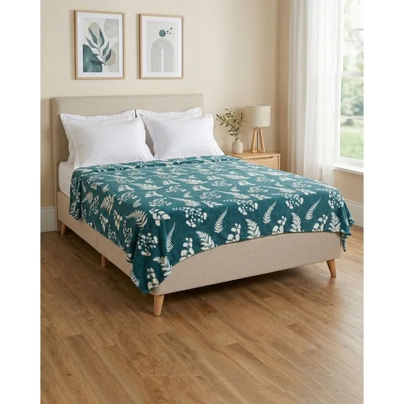 Manta Casal Arte & Cazza Estampada Floral Verde UN