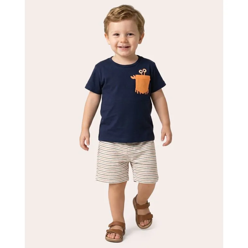 Camiseta Bebê Pitikinho Estampada Interativa Azul Marinho 2