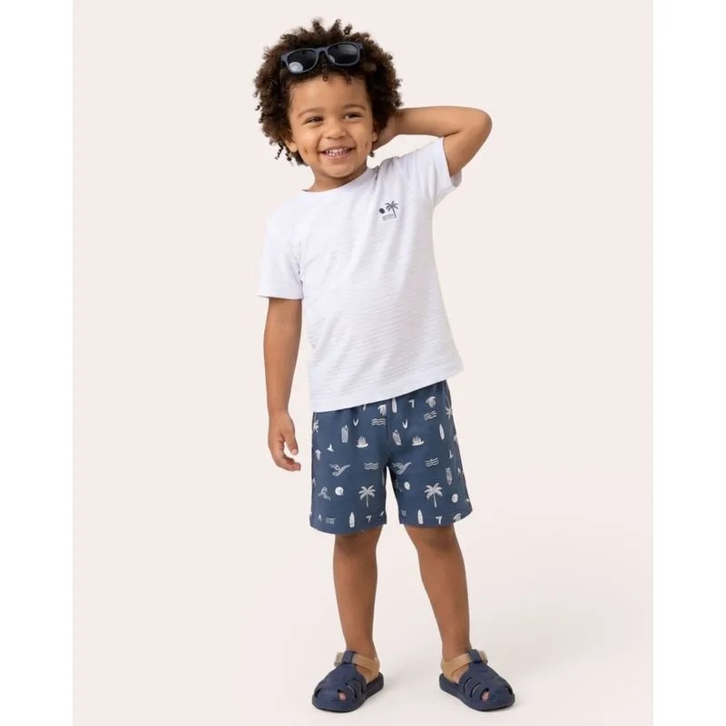 Conjunto Bebê Curto Texturizado Estampa Surf Branco 4