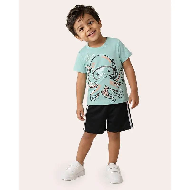 Camiseta Bebê Algodão Texturizado Estampa Polvo Azul 3