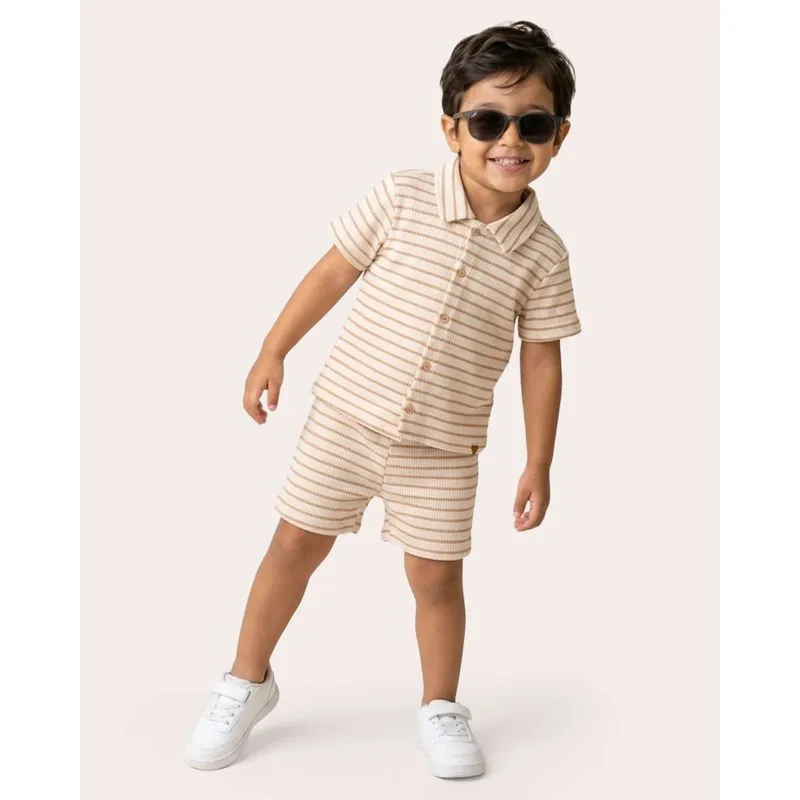 Conjunto Bebê Texturizado Listrado Off White 1
