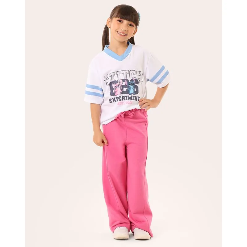 Calça Moletom Infantil Reta com Cordão Rosa 6
