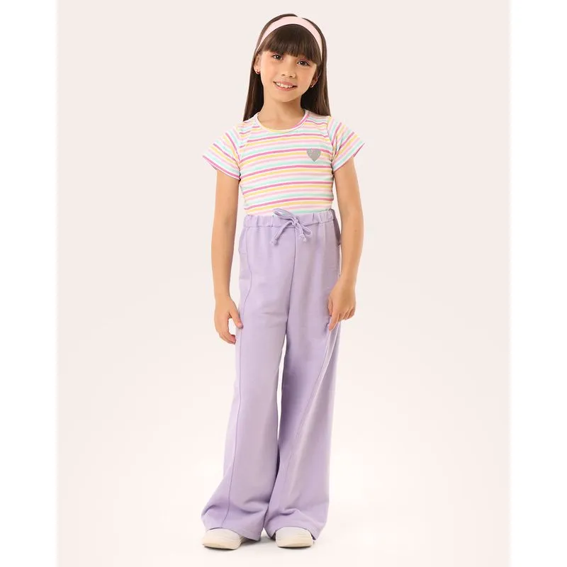 Calça Moletom Infantil Reta com Cordão Lilás 10