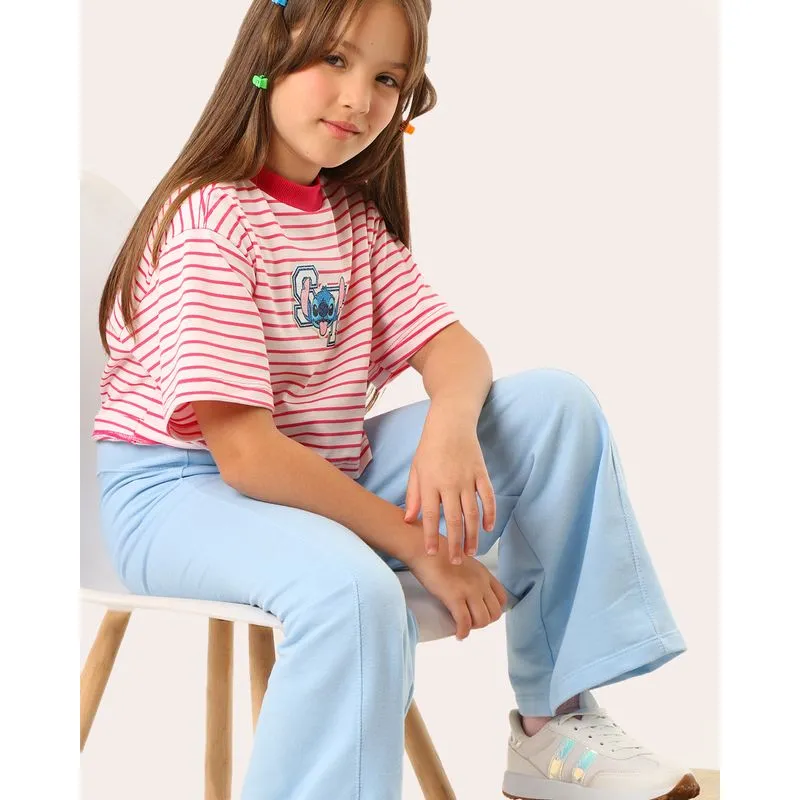 Calça Moletinho Infantil Reta com Recortes Azul 4