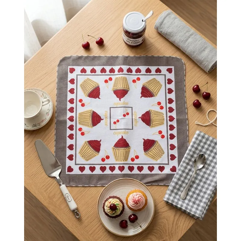 Toalha De Chá 62x62 Raner Estampa Cupcake Marrom UN