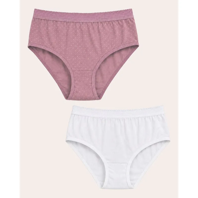 Kit 2 Calcinhas Feminina Algodão Branca e Lilás P