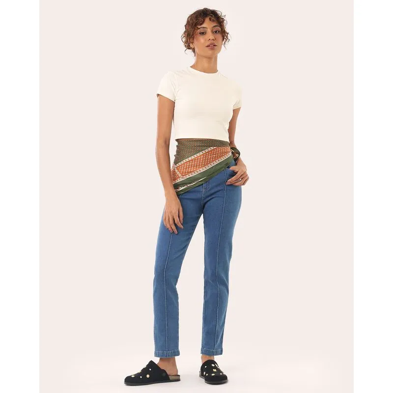 Calça Jeans Feminina Biotipo Mom com Recorte Azul 44