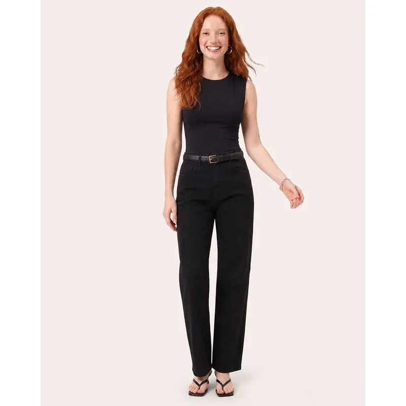 Calça Jeans Feminina Biotipo Reta Preta 50