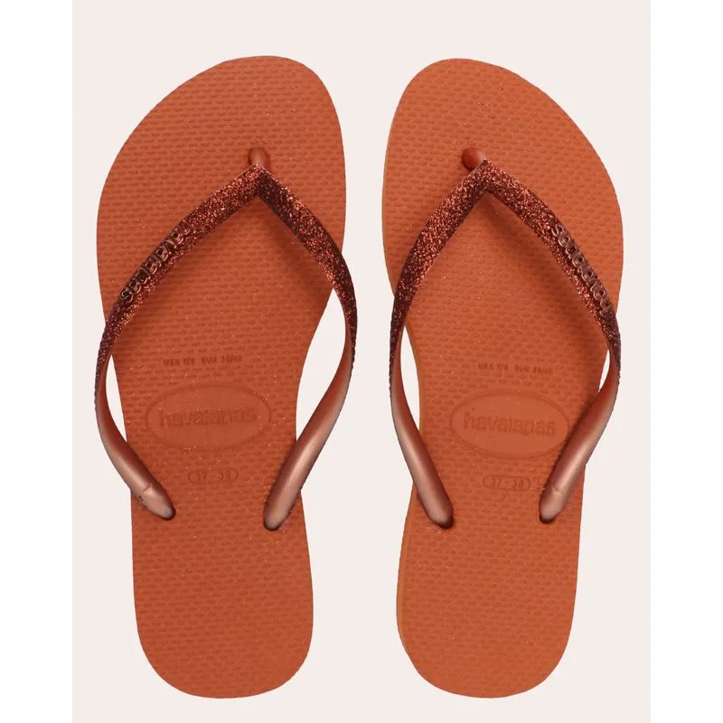 Chinelo Havaianas Feminino Slim Glitter II Laranja 41/42