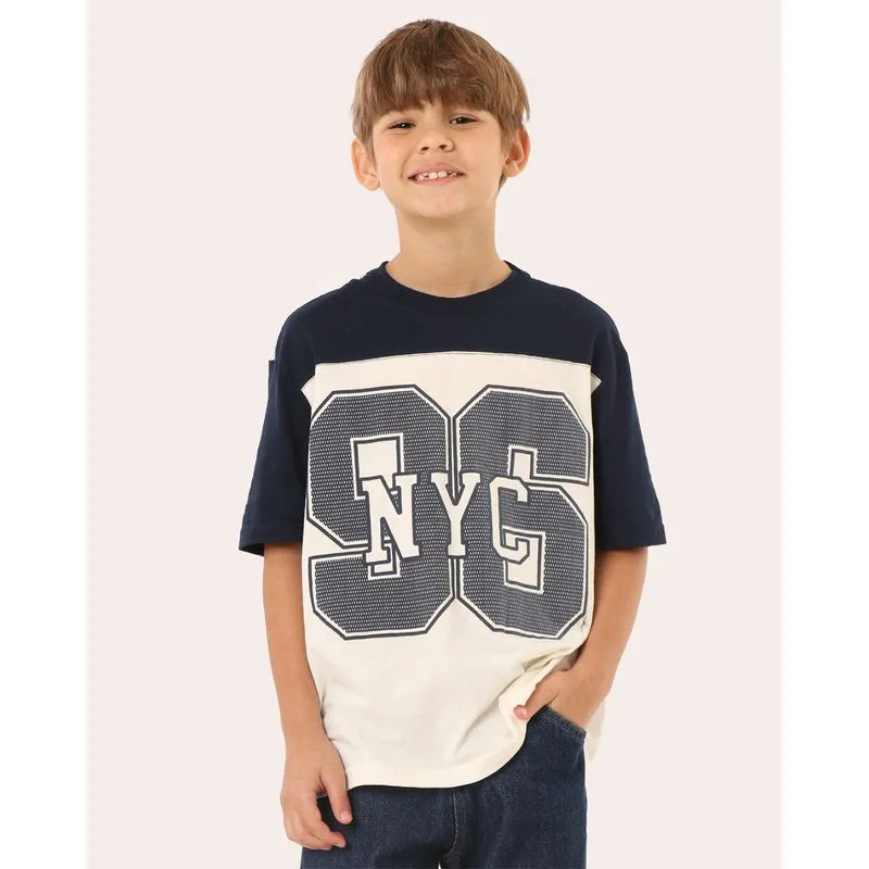 Camiseta Infantil Algodão Estampa NYC 96 Off White 6