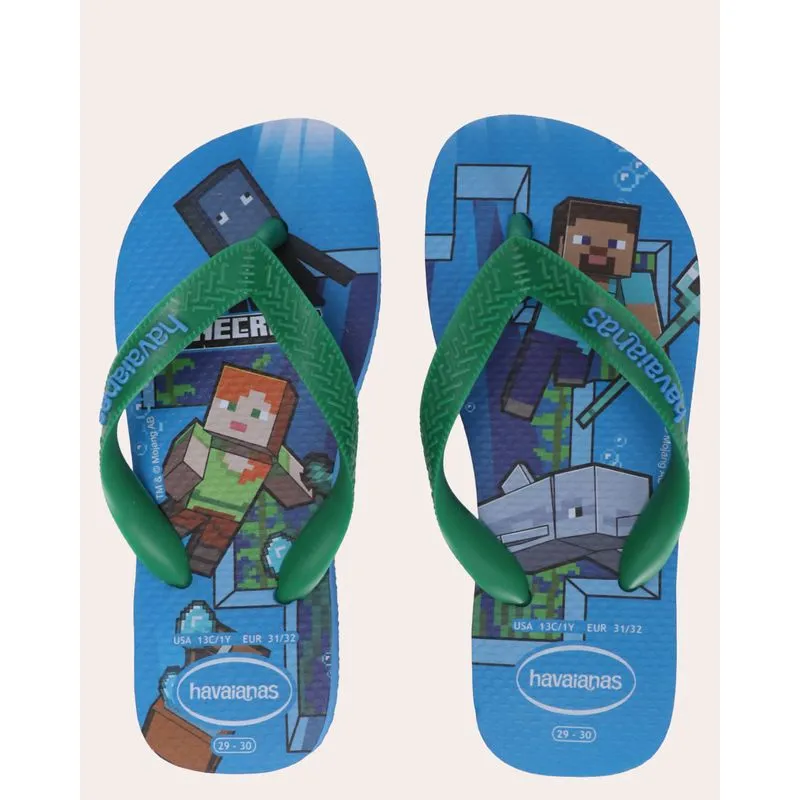 Chinelo Infantil Havaianas Minecraft Azul 23/24
