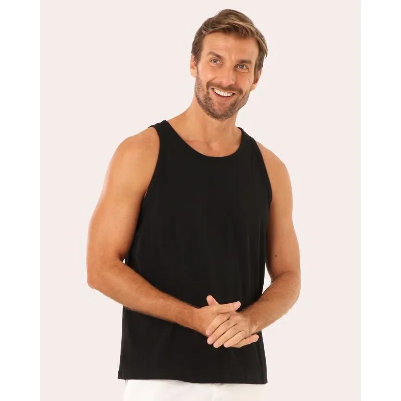 Regata Masculina Básica Cavada Algodão Preta GG