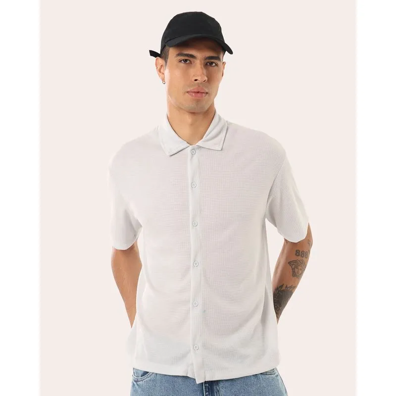 Camisa Masculina Texturizada Cinza G4