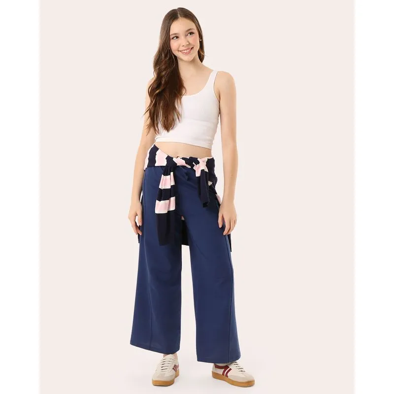 Calça Juvenil Moletinho Wide Leg com Friso Marinho 16
