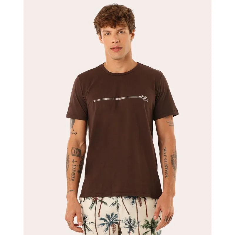 Camiseta Masculina Algodão Estampa Frontal Marrom GG