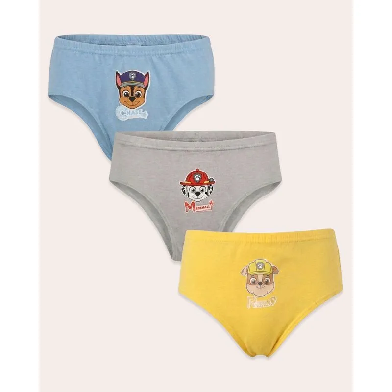 Kit 3 Cueca Infantil Slip Patrulha Canina Cinza Azul Branco 10