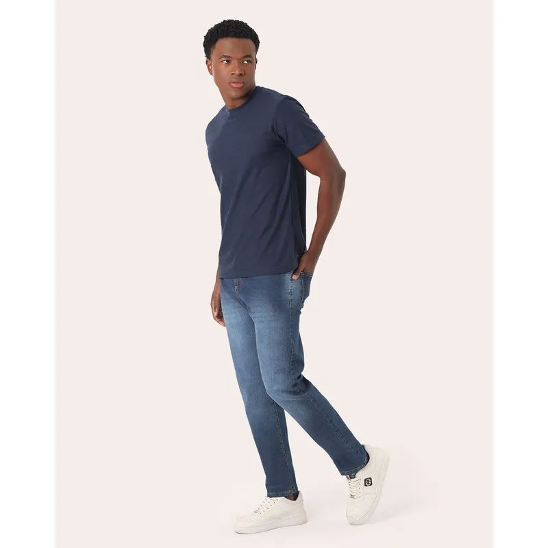 Calça Jeans Masculina Slim Estonada Azul 56