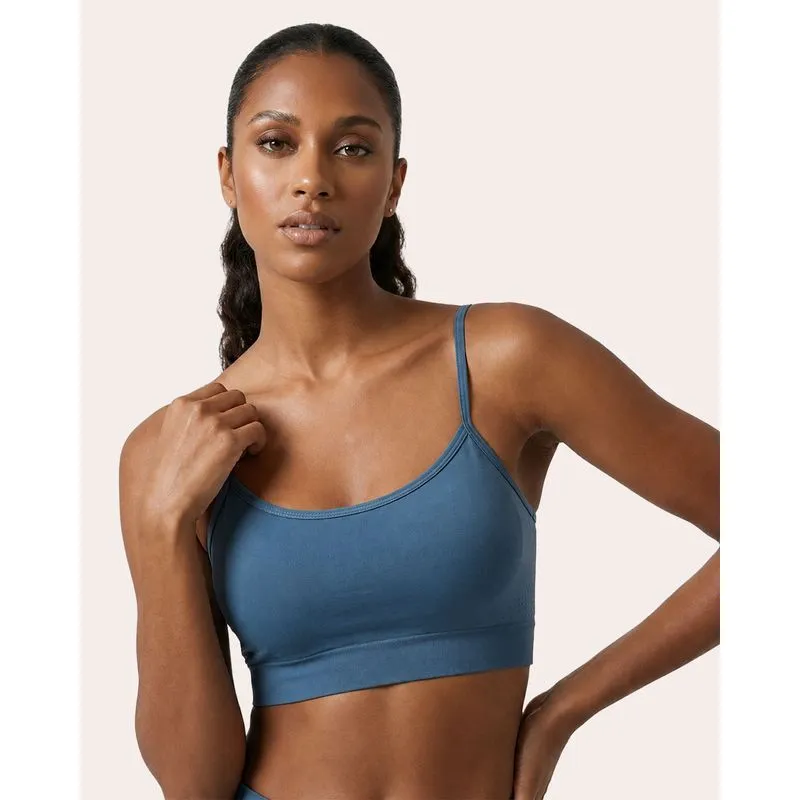 Sutiã Top Feminino Texturizado Alças Finas Azul M