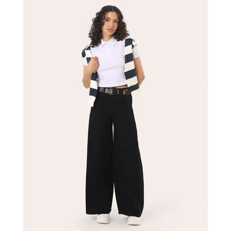 Calça Sarja Feminina Sawary Ballon Preta 40