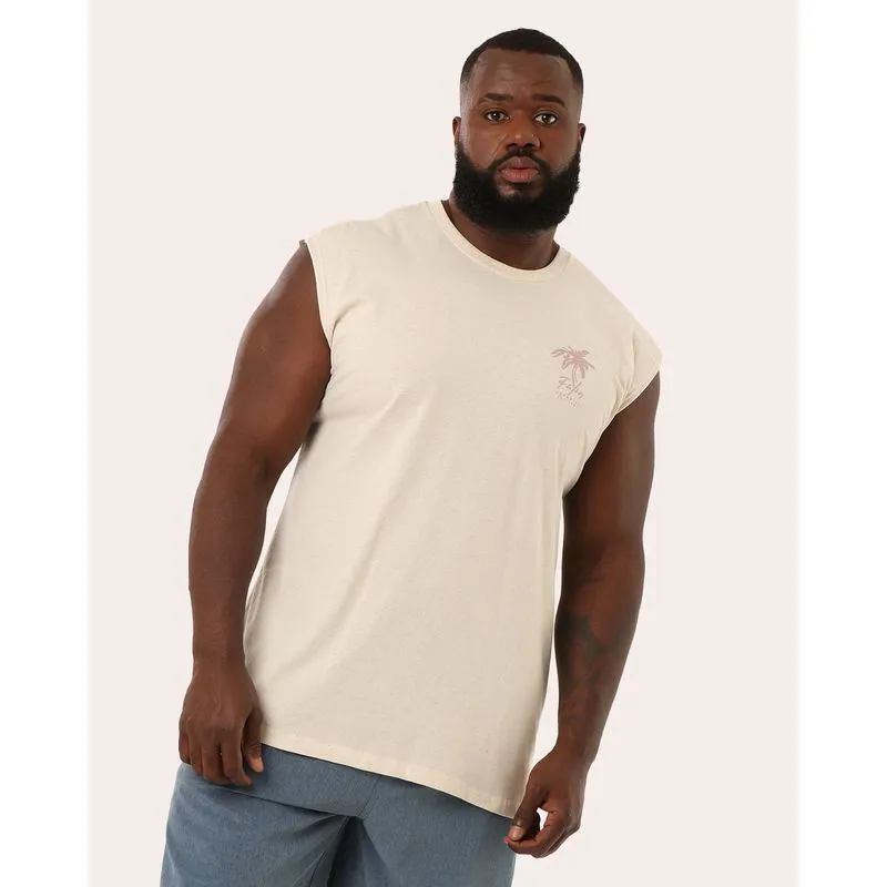 Regata Surf Plus Size Masculina Linho Estampa Off White G5