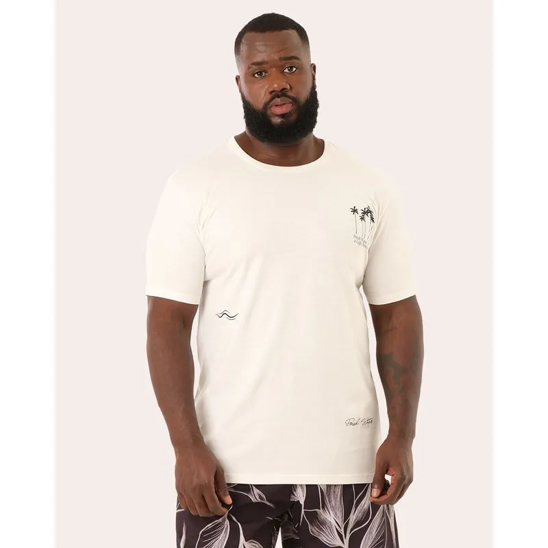 Camiseta Surf Plus Size Masculina Algodão Estampa Off White G4