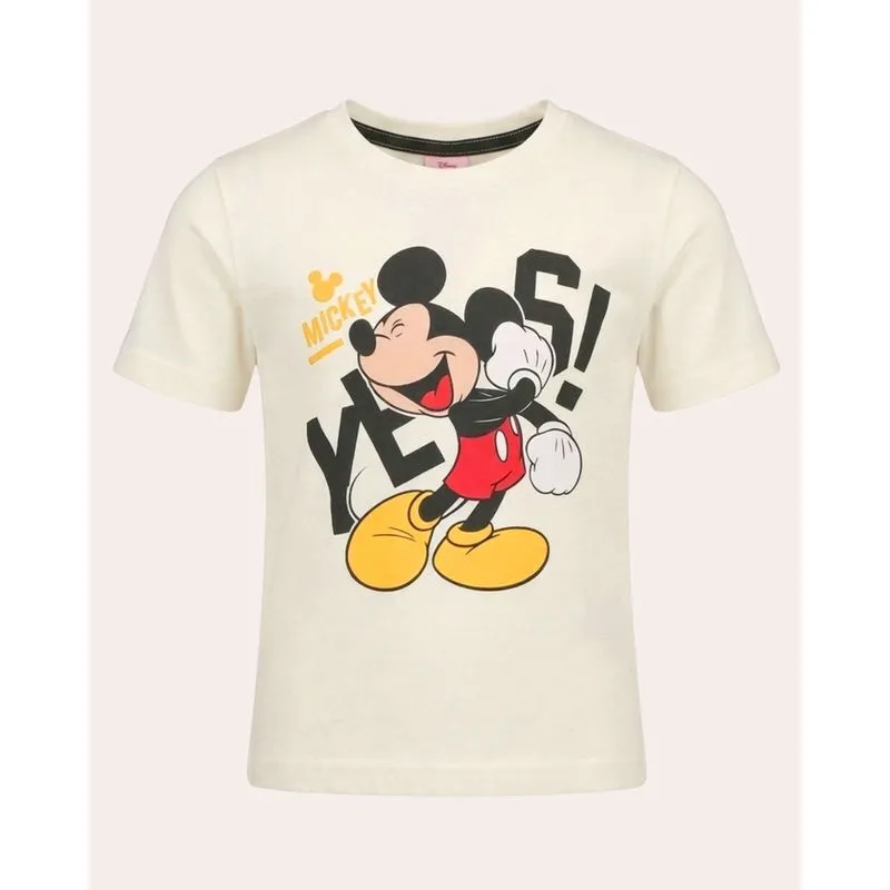 Camiseta Bebê Disney Mickey Manga Curta Off White 3