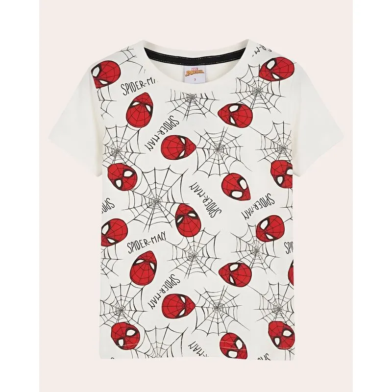 Camiseta Bebê Algodão Marvel Homem Aranha Off White 4