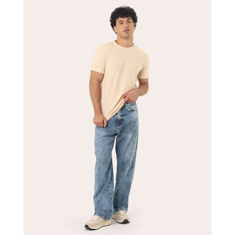Calça Jeans Masculina Baggy Marmorizada Azul 48