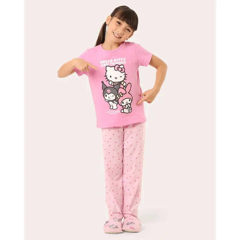 Pijama Infantil Estampa Hello Kitty and Friends Rosa 8