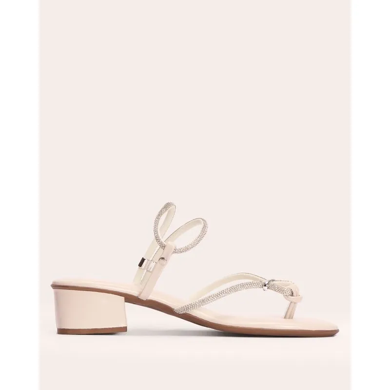 Sandália Feminina Donatta Strass Salto Bloco Off White 38