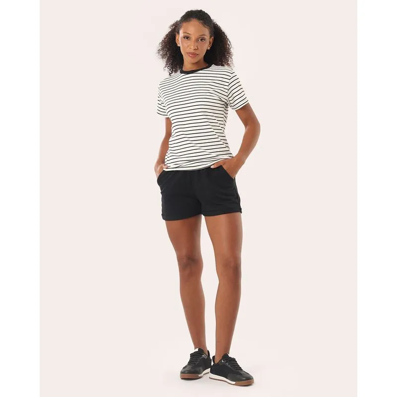 Short Feminino Moletinho Básico Com Bolsos Preto M
