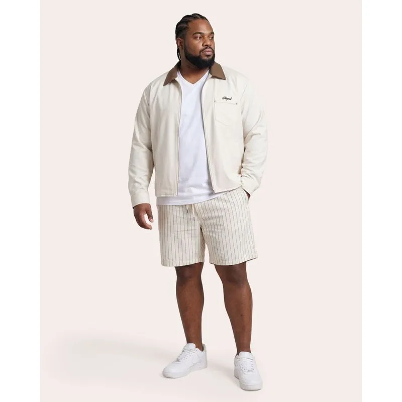 Bermuda Plus Size Masculina Listrada com Linho Off White G3