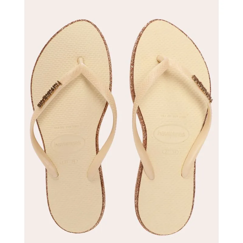 Chinelo Feminino Havaianas Slim Point Glitter Dourado 37/38