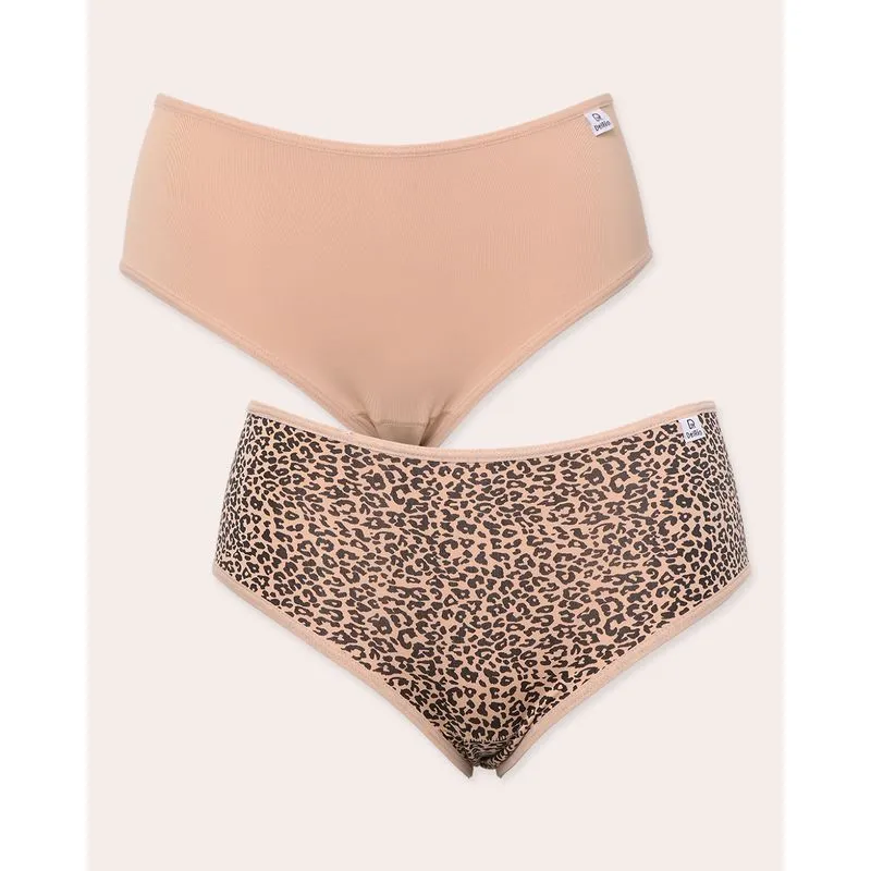 Kit 2 Calcinha Feminina DelRio Estampada e Lisa Bege M