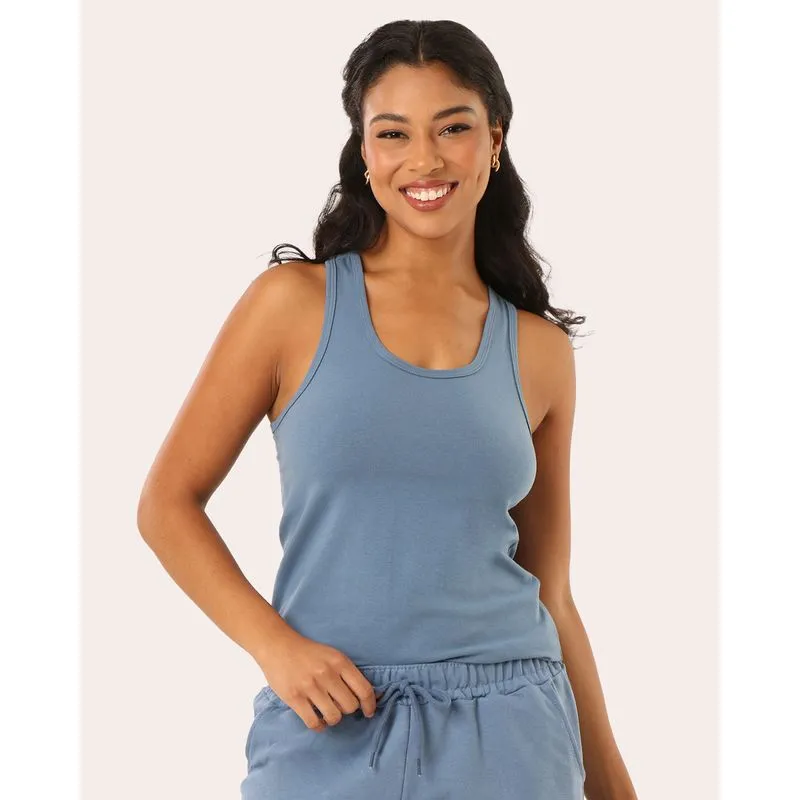 Regata Feminina Básica Costas Nadador Azul P