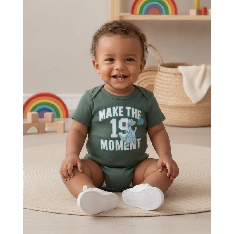 Body Bebê Canelado Manga Curta Estampa Sortida Verde G