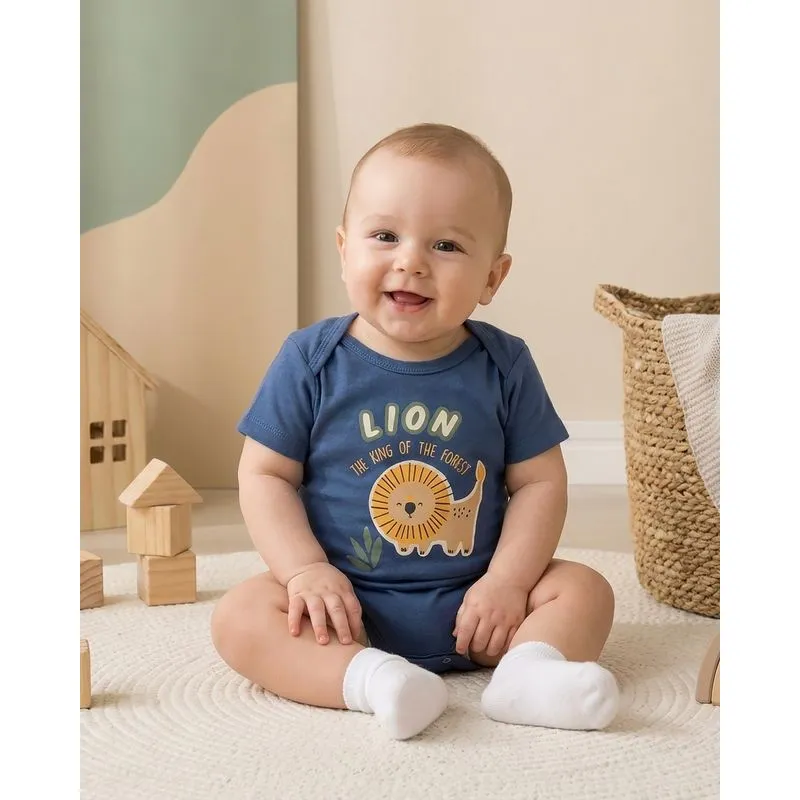 Body Bebê Manga Curta Estampa Sortida Azul G