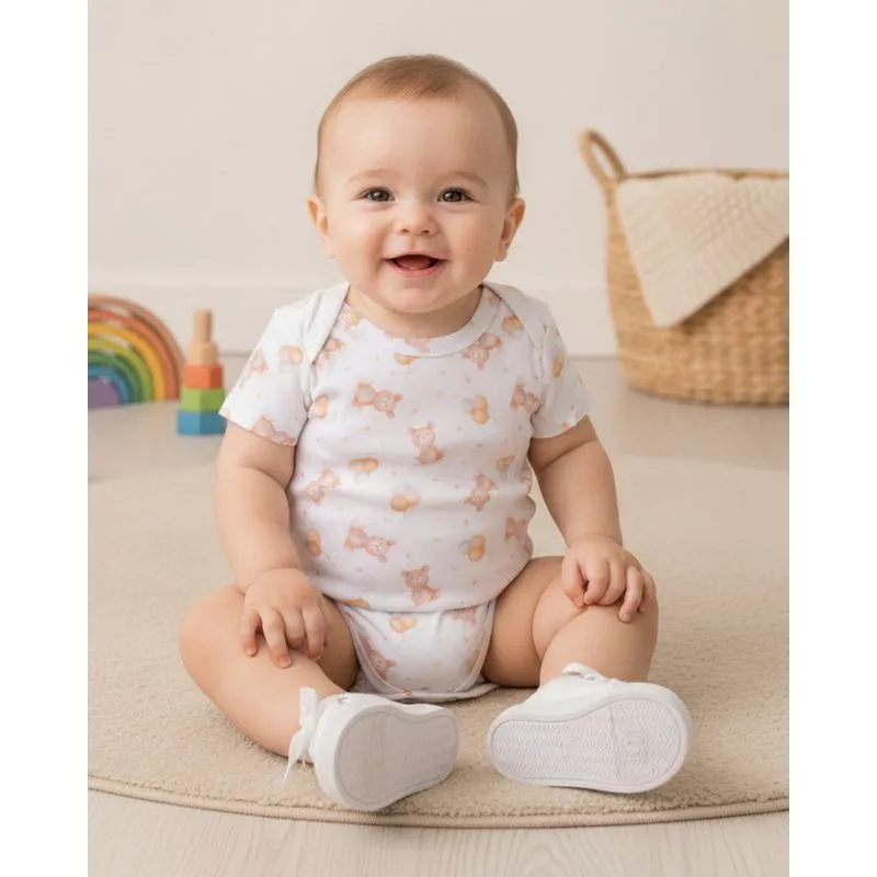 Body Bebê Manga Curta Estampa Sortida Branco UN