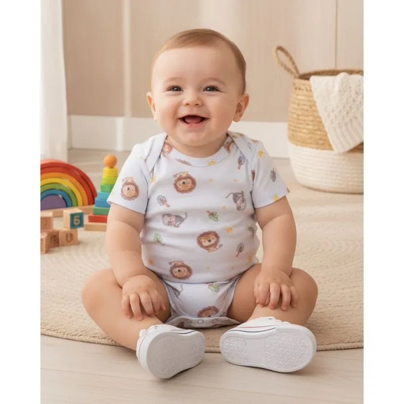 Body Bebê Canelado Manga Curta Estampa Sortida Off White M