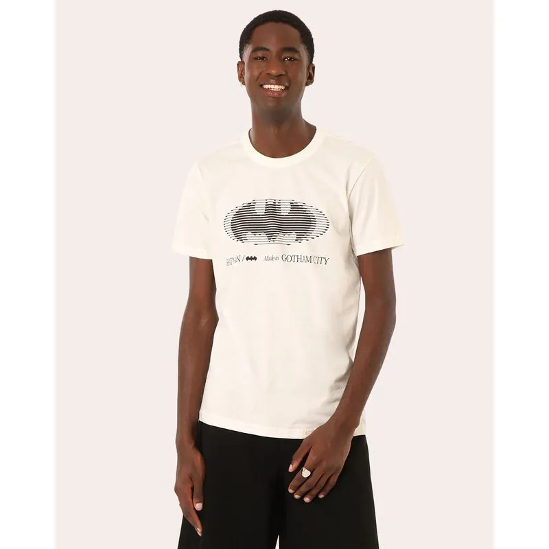 Camiseta Masculina Algodão DC Comics Batman Off White M