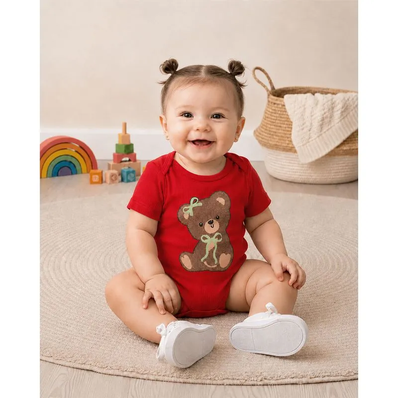 Body Bebê Texturizado Estampas Sortidas Vermelho UN