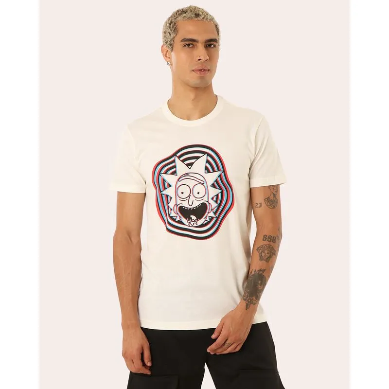 Camiseta Masculina Rick & Morty Manga Curta Off White M