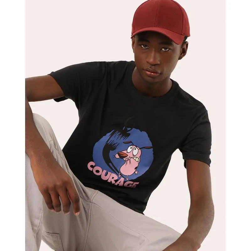Camiseta Masculina Coragem o Cão Covarde Manga Curta Preta XGG
