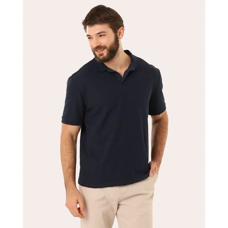 Camisa Polo Masculina Manga Curta Azul Marinho XG