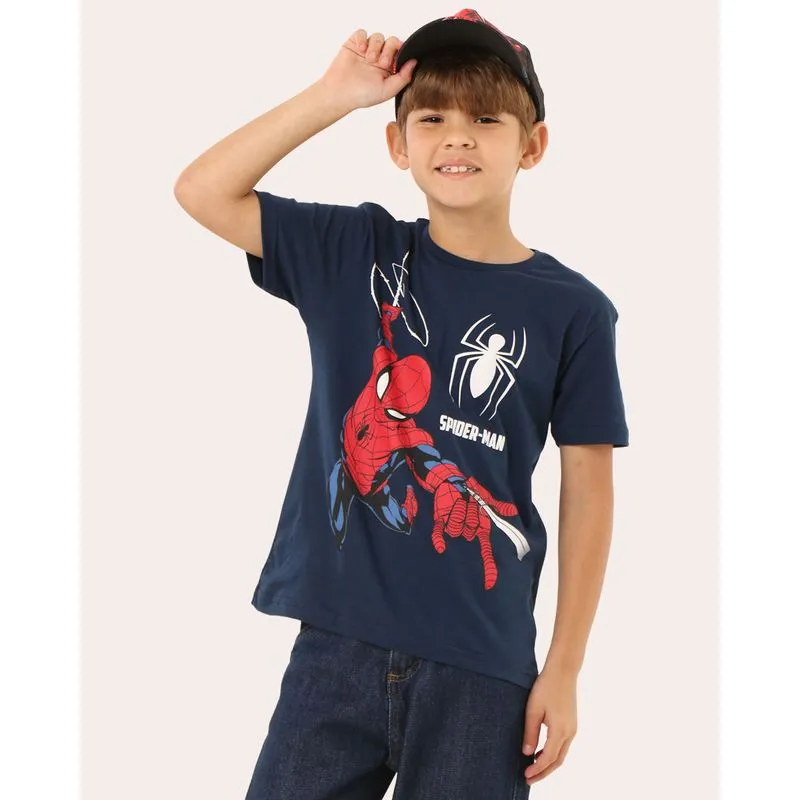 Camiseta Infantil Algodão Marvel Homem Aranha Marinho 6