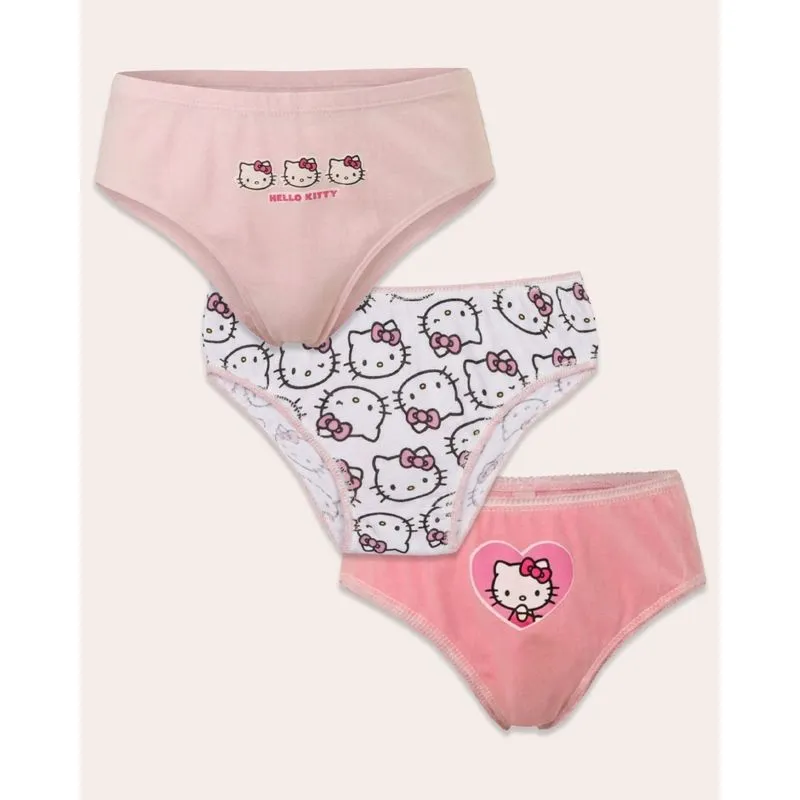 Kit 3 Calcinhas Infantil Algodão Hello Kitty Rosa e Branco 8