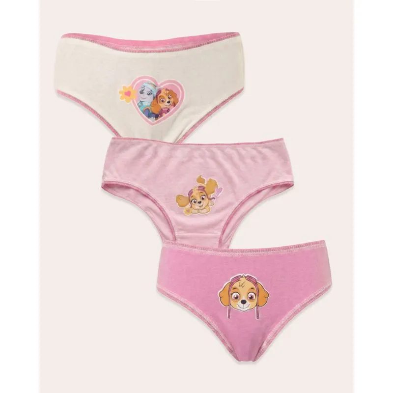 Kit 3 Calcinhas Infantil Skye Patrulha Canina Rosa e Branco 6