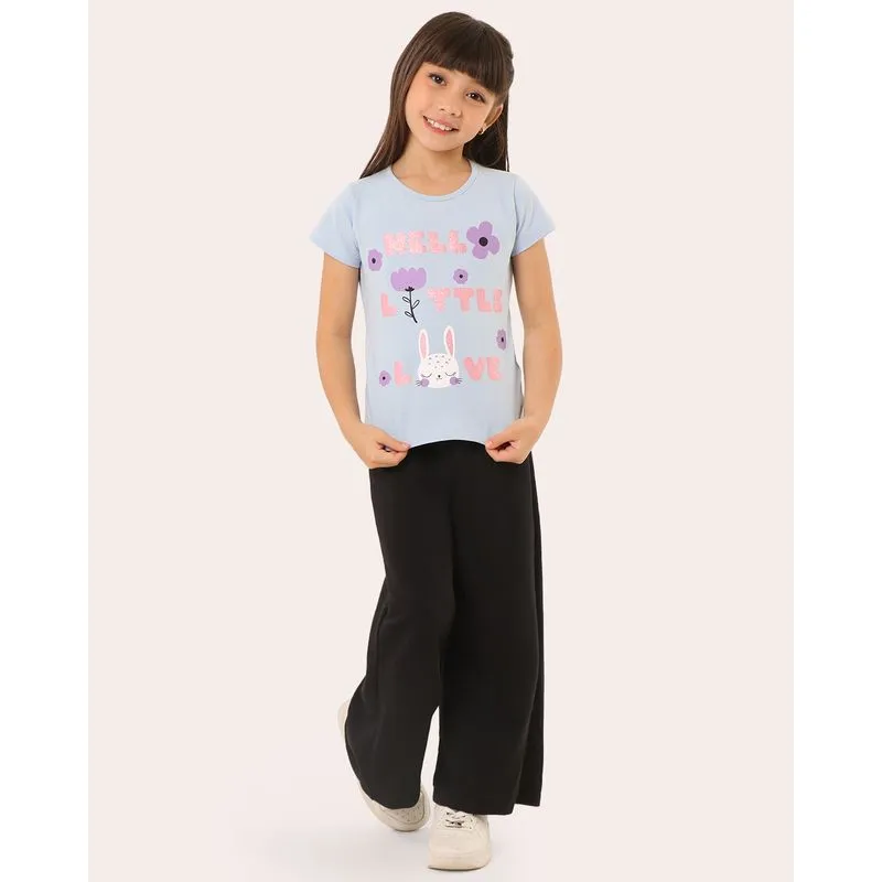 Calça Infantil Moletinho Wide Leg Preta 8