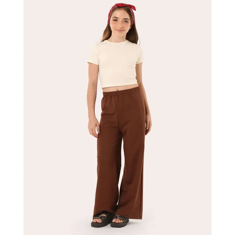 Calça Moletom Juvenil Wide Leg Marrom 18