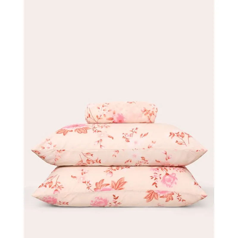 Jogo de Cama Casal 3 Peças Arte & Cazza Florido Rosa UN